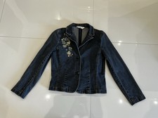 Vintage Y2k 90’s Casual Corner Annex Denim Blazer Size M Embroidery Boho Fitted