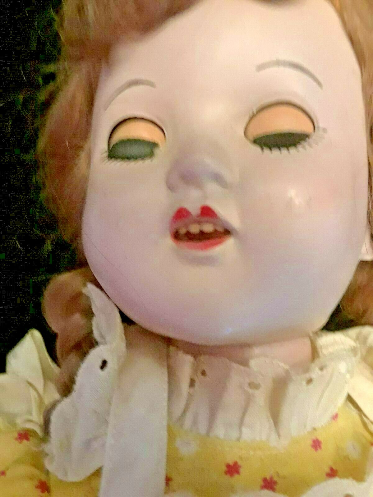 Vintage 19" Hard Plastic Doll with Teeth Open Close Eye's 1950s Dress eBay