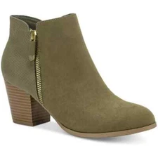 Style&Co Masrinaa Women's Ankle Bootie Olive Faux Suede F42198 Multiple Size