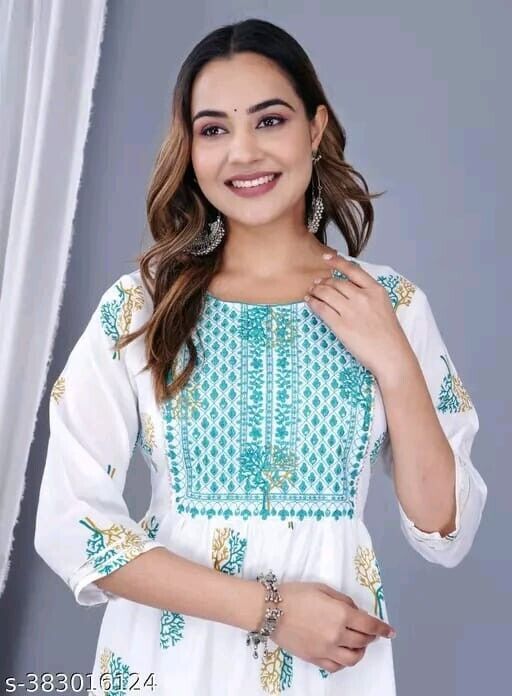 Túnica India Top Mujeres/Kurti Impreso Blusa Tops - AZDKJD-EC03, Negro Y Dorado