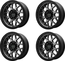 Set 4 KMC KM535 Grenade Off-Road 20x9 5x5 Matte Gray Matte Black Wheels 20" 18mm