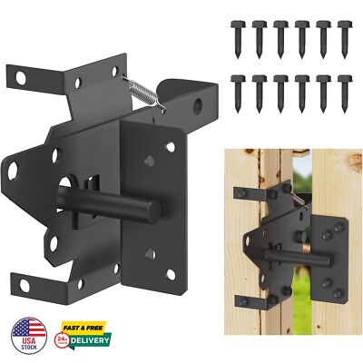 Heavy Duty Gate Latch for Wooden Fence Durable Metal Self-Locking Gate Locks Kit