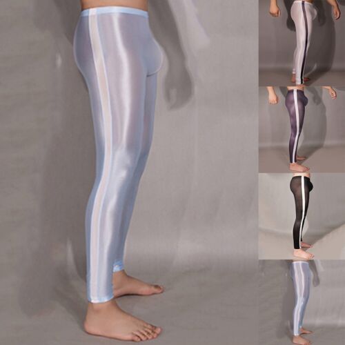 Stilvolle und sexy Herren glänzende Leggings elastische Pyjamahose für Dessous - Bild 1 von 31