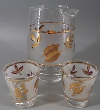 Libbey Gold Leaf Mixing Glass 2 Shot Glasses
