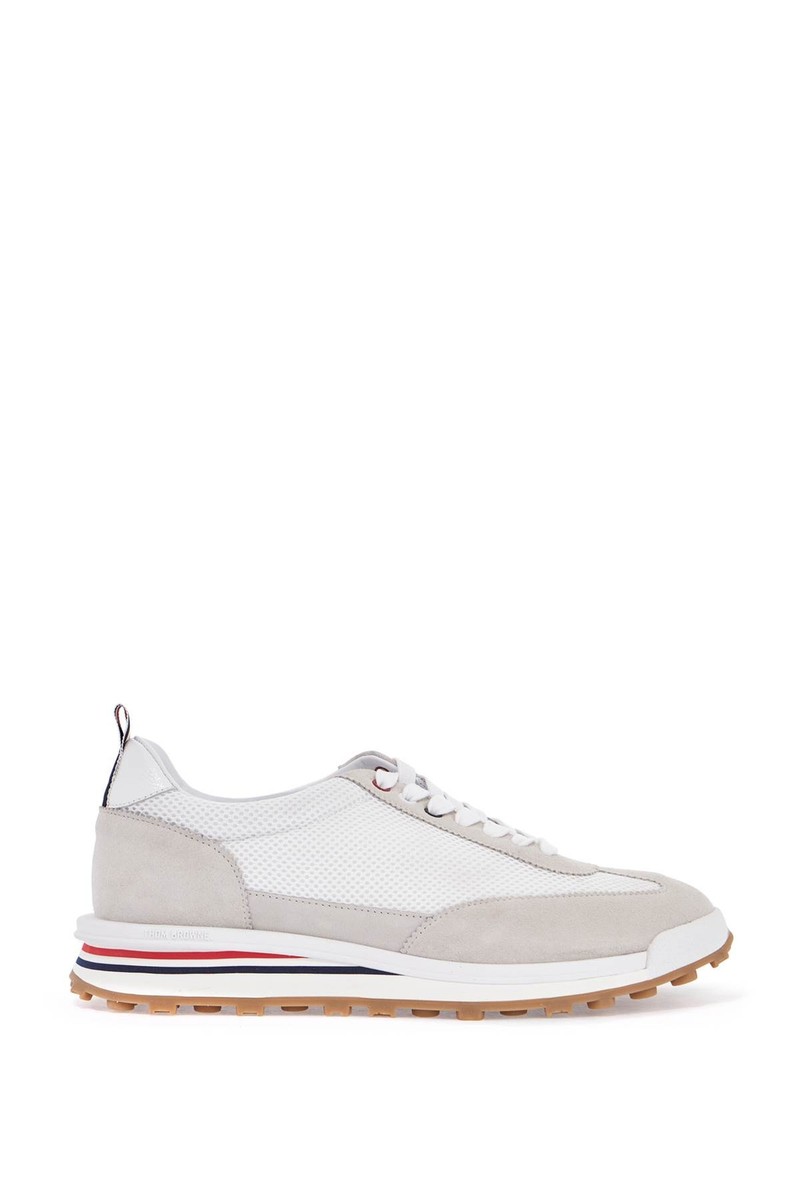 Thom Browne｜SNEAKERS (MFD180A 03050 100) Thom Browne White Suede Tech Runner Low-Top Sneakers, Size 6