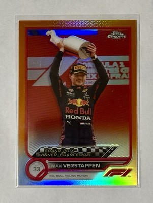 2022 Topps Chrome Formula 1 F1 Max Verstappen #157 Orange / Red Refractor