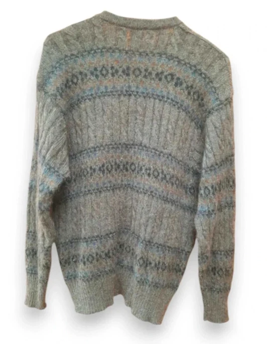 Cardigan Dolomiten Vintage XL Kid Mohair Alpaga Gilet Italie Grandpa Knit Grey - Photo 2/4