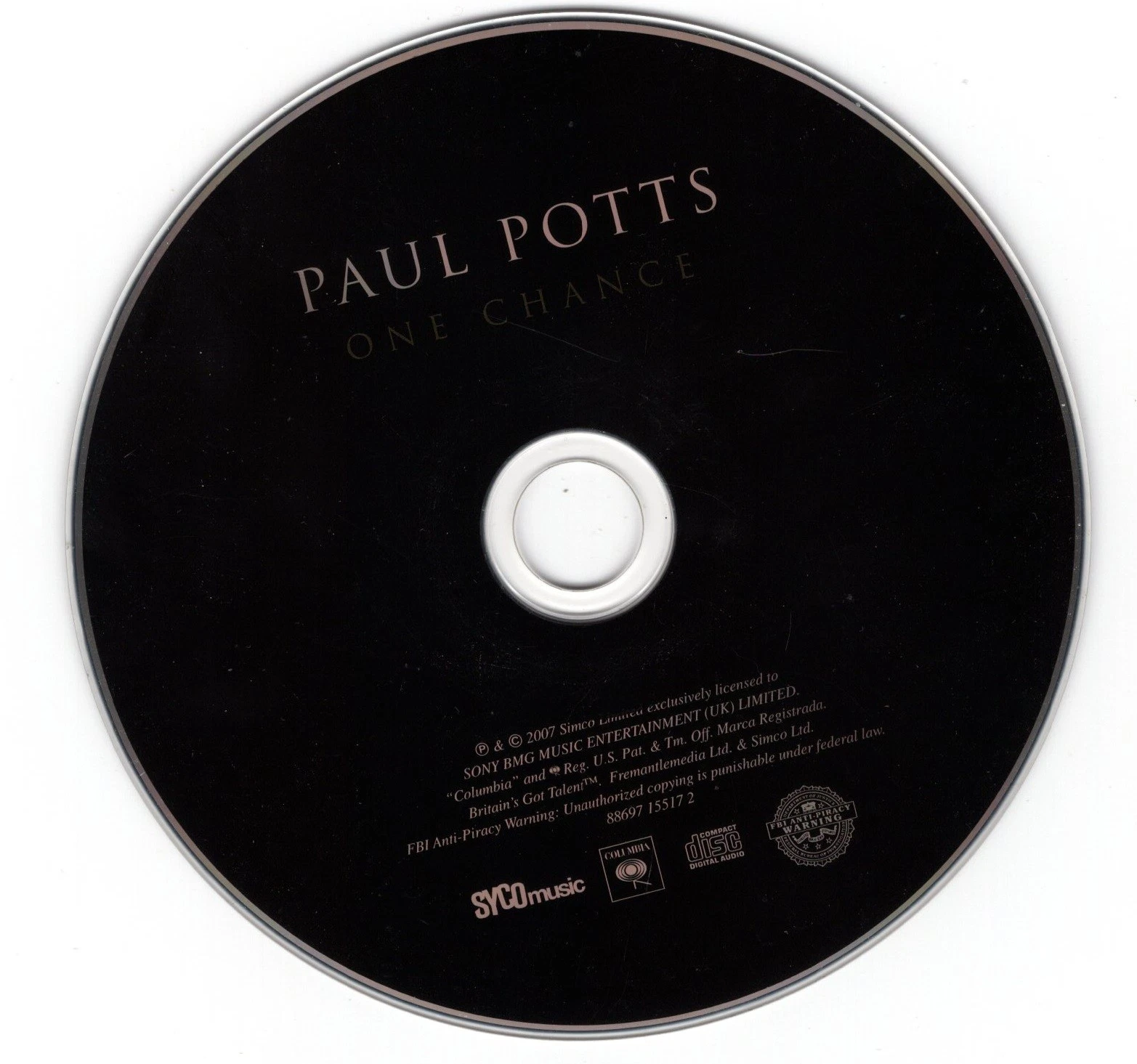 Paul Potts One Chance 2007 Opera CD Professionally Cleaned