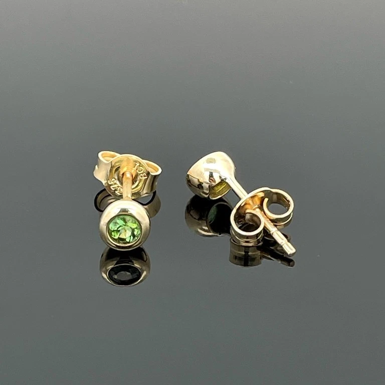 OHRSTECKER AUS 375/- GELBGOLD MIT GOLKONDA TURMALIN FACETTENREICH SCHMUCKJAGD - Bild 2 von 3