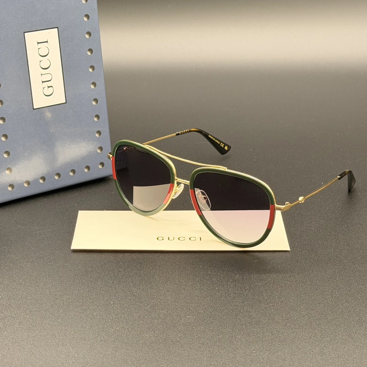 Gucci GG1287S 003 Sunglasses - Gold Aviator Frame, Green Lenses Buy Online for Men in Jordan main image 2