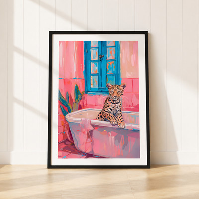 Preppy Leopard Gepard Poster Druck / Trendy Retro Wandbild / A5 A4 A3 ungerahmt