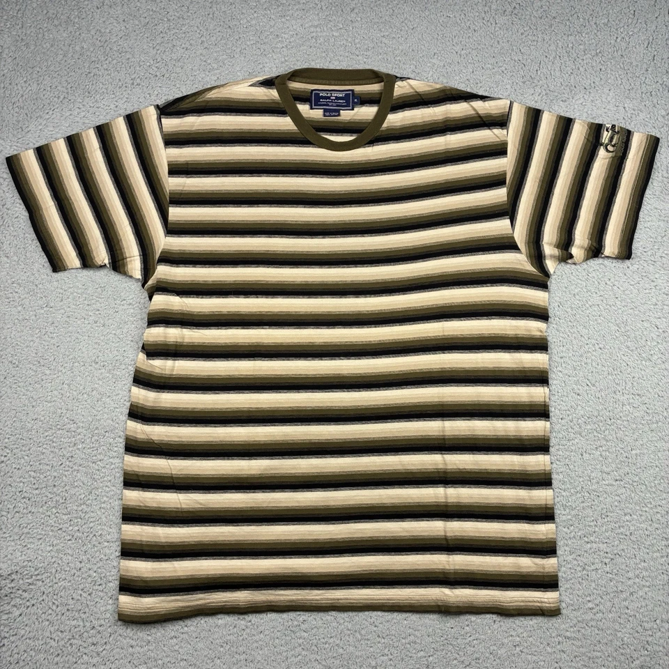 Camiseta Polo Deportiva De Colección Para Hombre XL Verde Rayas L Logo Bordado Deportista Foto 4 de 4