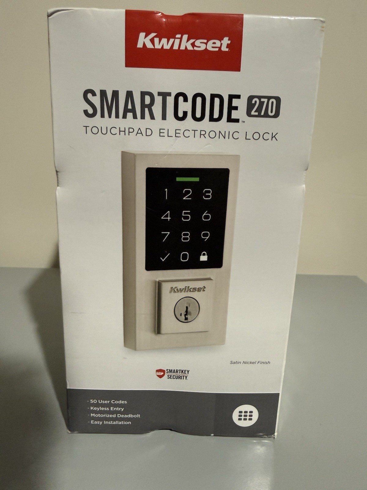 Kwikset SmartCode 270 Touchpad Electronic Lock  Keyless Entry Satin Nickel