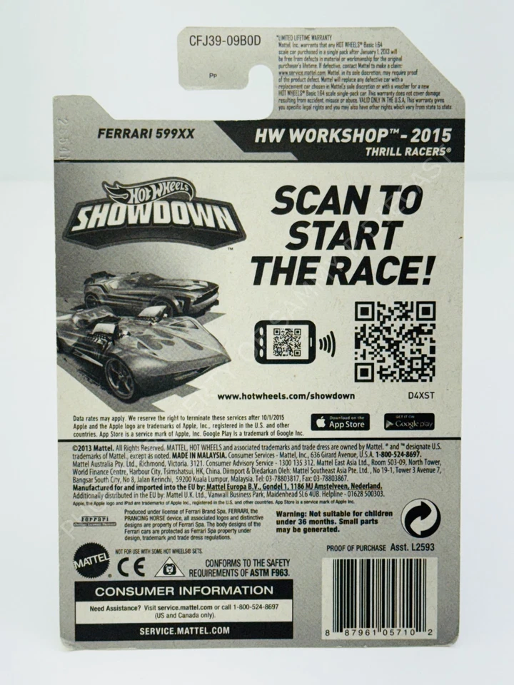 Hot Wheels 2015 Super Treasure Hunt Ferrari 599XX negro ¡NUEVO EN AMPOLLA!!! Foto 4 de 4