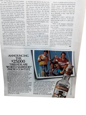 1985 Smirnoff Vodka Photo Contest Friends Worth Smirnoff Print Ad