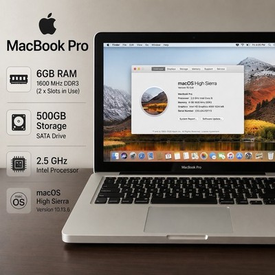 Apple MacBook Pro 500GB Storage 6GB RAM 2.5GHz Intel Processor. Unlocked.