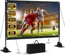 120Inch Projector Screen with Stand: Portable Projector Screen Outdoor Indoor Fr