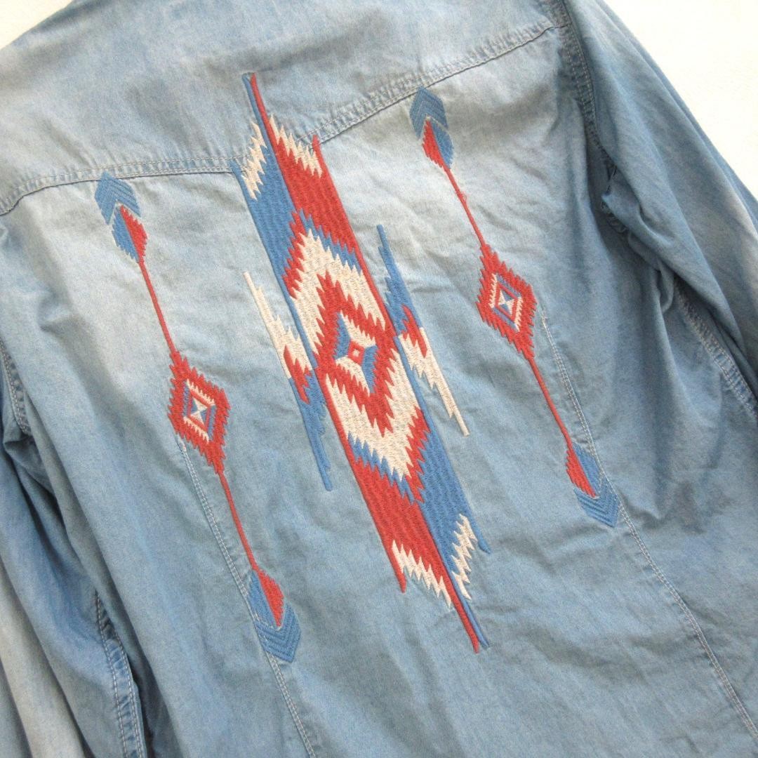 BAYFLOW Native Pattern Embroidered Denim Shirt Li… - image 7