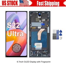 For Samsung Galaxy S22 Ultra 5G LCD Display Touch Screen Digitizer with Frame US