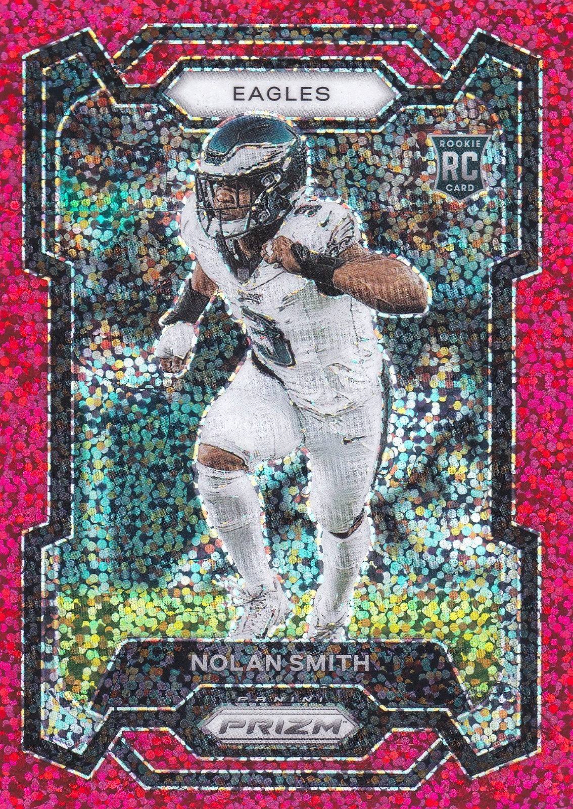 2023 Panini Prizm Nolan Smith #382 Rookie Red Sparkle Prizm SP Parallel Eagles
