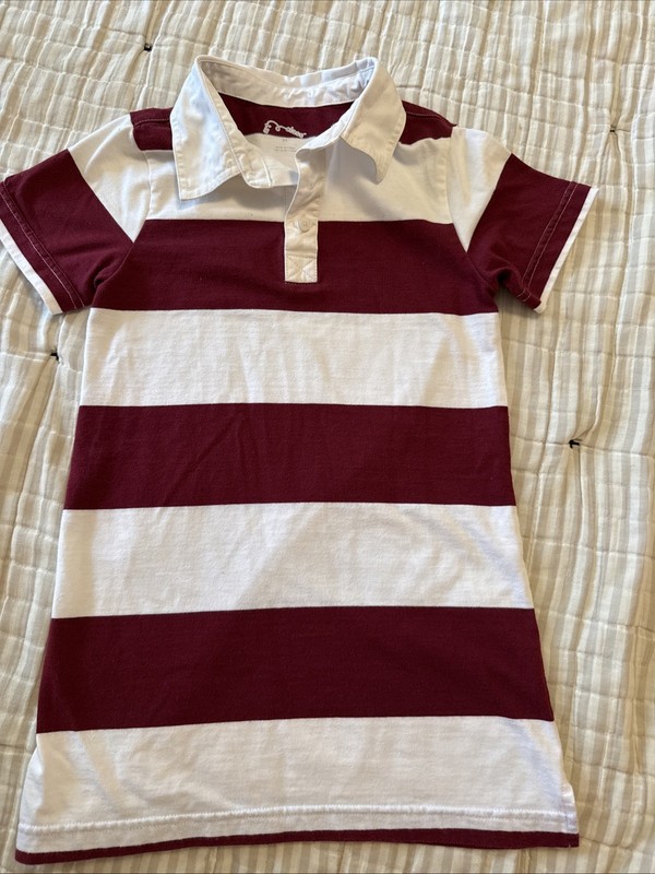Toddler Girl Dress Size XS (5) Art Class Rugby Dress Maroon White
