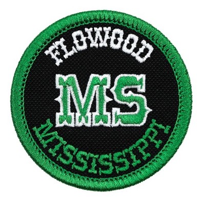Flowood Mississippi Embroidered Patch Black/Green Iron-On Sew-On Hat Backpack