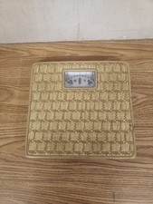 Vintage Counselor Yellow Steel With Woven Detail Bathroom Scale USA Dial Grandma