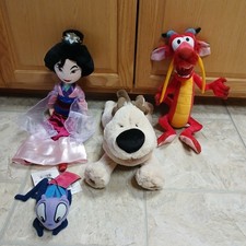 Disney Store Mulan Doll, Mushu Dragon, Little Brother Dog  Cricket Plushes Lot