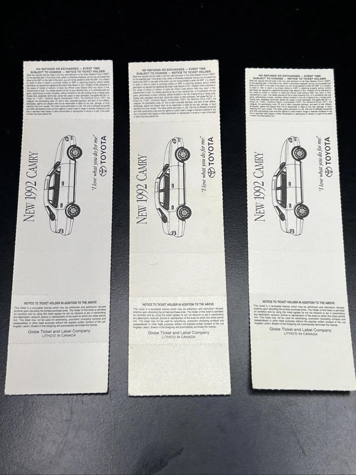 3 Unused 91-92 Los Angeles Laker Tickets Playoff Series D Game 2 & 3 - Image 2 of 4