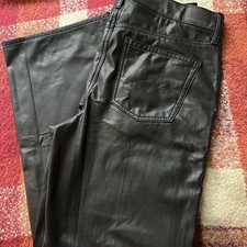 American Eagle Stretch Wide Drape Flare Faux Leather Pants Women's 10 Reg Black