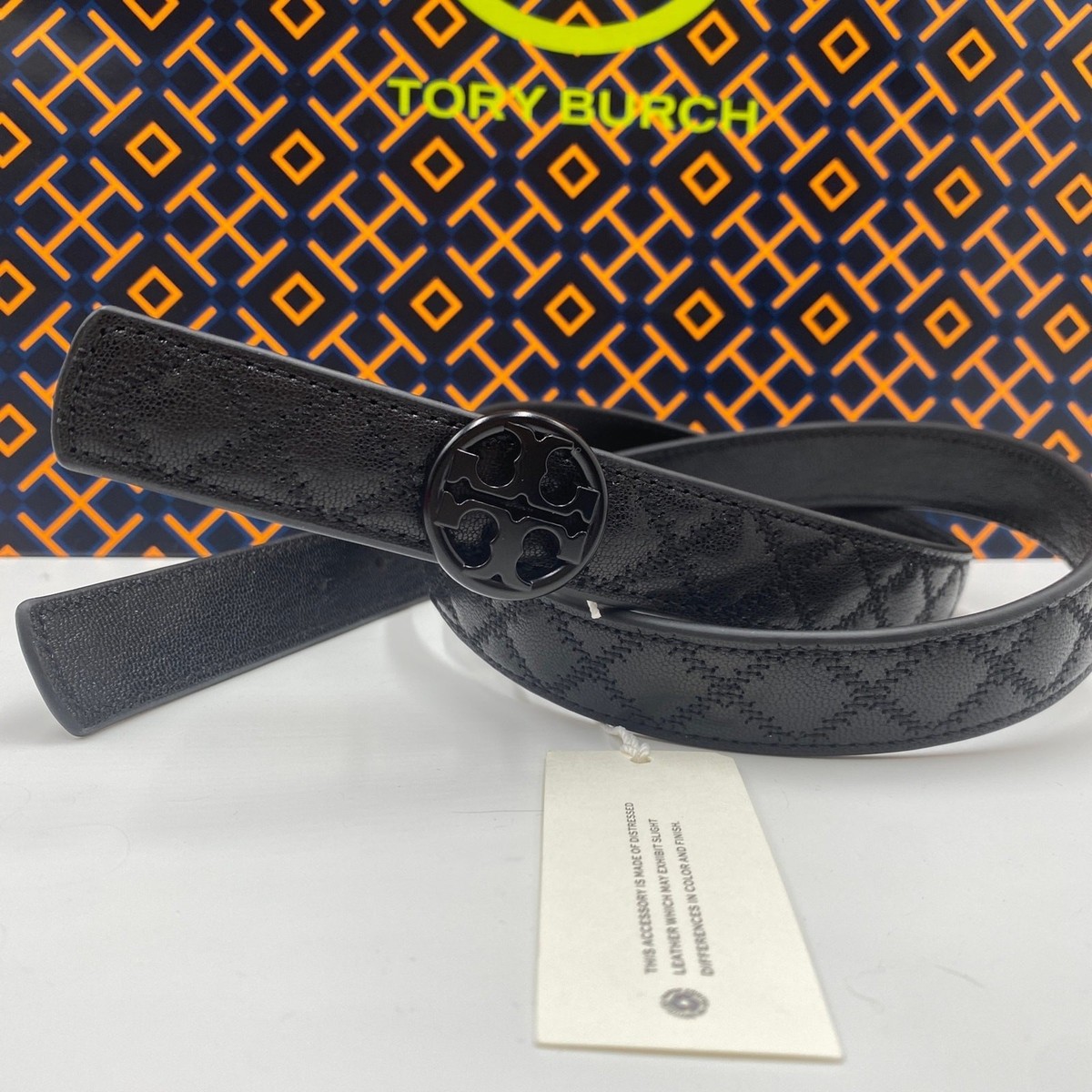 Tory Burch Willa Skinny Quilted Belt 1 inch 140931, Size M  display picture 2
