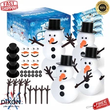 Christmas Snowman Craft Kit 4 Pack Air Dry Clay Kids DIY Winter Activity Gift