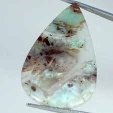30.60Cts AA Natural Aqua Chalcedony Pear Cabochon Gemstone 24X37X4MM