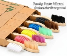 Bamboo Toothbrush 10 Pack Soft Bristles Eco Friendly Natural Wooden Vegan Travel