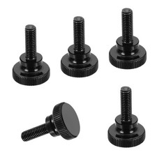 5pcs M6 x 16mm Black Steel Flat Head Shoulder Knurled Thumb Screws