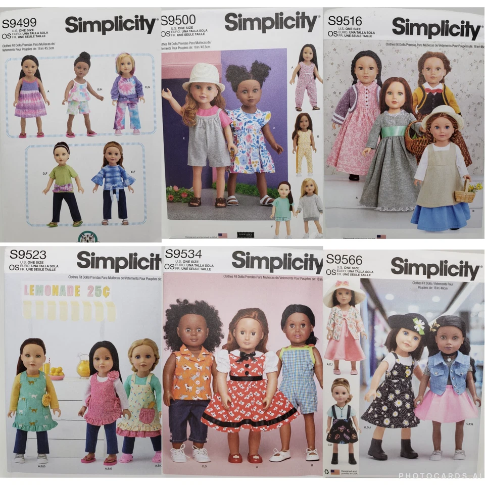 Simplicity UNCUT! U-PICK! 18" Dolls Sewing Patterns Doll Clothes & Accessories - Image 3 of 4