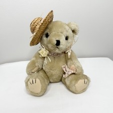 Vintage 1980s Plush Tan Teddy Bear Wearing Hat 6  Collectible