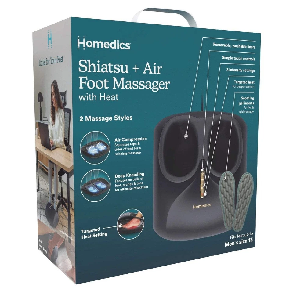 HoMedics Shiatsu + Masajeador de pies de aire con terapia de amasado profundo por calor NUEVO Foto 4 de 4
