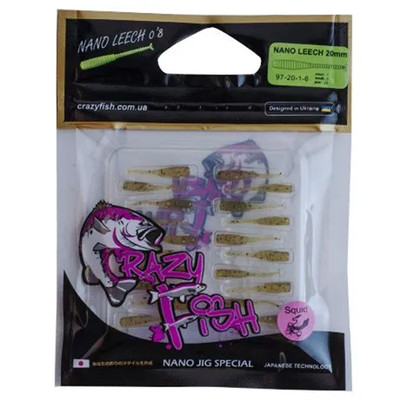 CRAZY FISH Nano Leech 0.8'' Soft Eatable Lure UV Lightning 20pcs Squid Smell