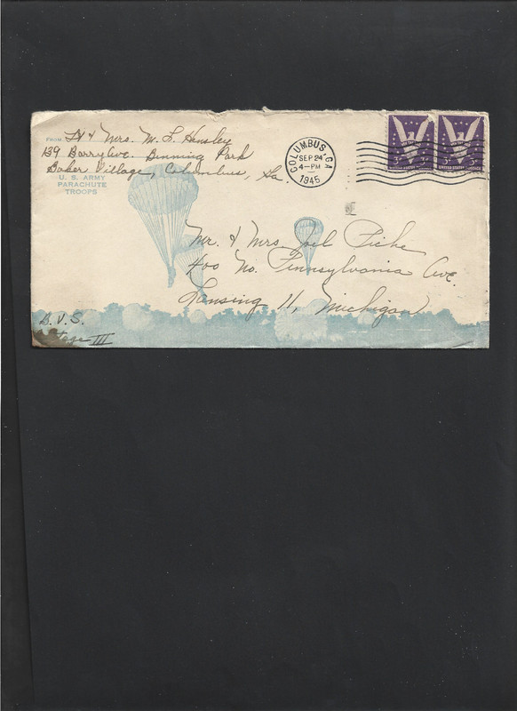ENTIRE "US Army Parachute Troops" 9-24-1945 Columbus, GA. to Lansing, MI.
