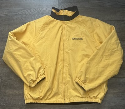 Vintage Nautica Reversible Bomber Jacket Yellow Nylon - Navy Blue Fleece Size XL