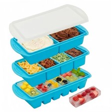 Silicone Freezer Tray With Lid - Soup Freezer Container Molds Set Large Ice C...