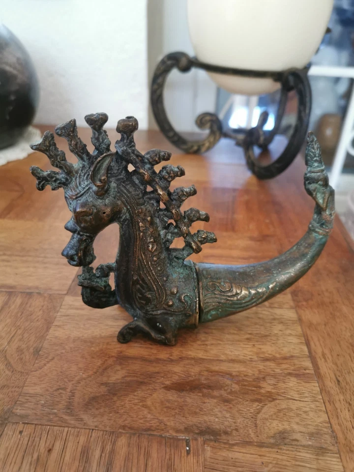 Hippocampe, Cheval De Mer Ancien En Bronze. - Photo 4/4