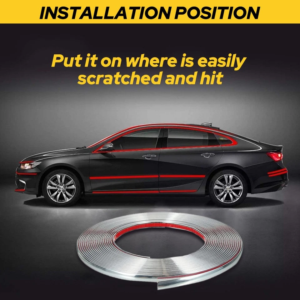 Protector universal cromado 0,47 pulgadas x 16 pies para molduras de coche Foto 4 de 4
