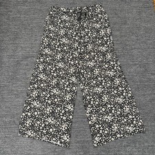 Lulus Pants Women XL Orchard Stroll Black Floral Wide Leg Pants Belt Resort NEW