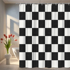 Black and White Checkered Shower Curtain - Stylish Bath Decor