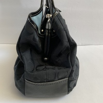 Coach Ergo Signature Pleated Kisslock Shoulder Satchel Bag Black
