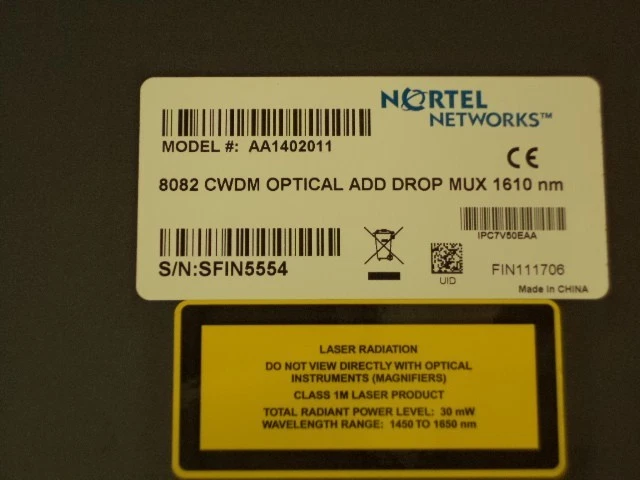 NORTEL AVAYA AA1402011, 8082 OPTICAL ADD DROP MUX/MULTIPLEXOR- 1610NM WAVELENGTH - Image 3 of 4