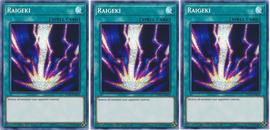 3X RAIGEKI 3X *** PLAYSET PRISMATIC SECRET RARE TN19-EN010 YUGIOH
