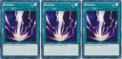 *** 3X RAIGEKI 3X *** PLAYSET PRISMATIC SECRET RARE TN19-EN010 YUGIOH! 